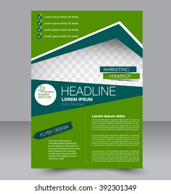 Abstract flyer design background. Brochure template. Can be used for magazine cover, business mockup, education, presentation, report. Green color
