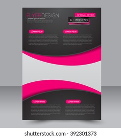 Abstract flyer design background. Brochure template. Can be used for magazine cover, business mockup, education, presentation, report. Pink and black color