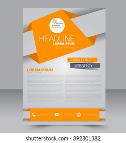 Abstract flyer design background. Brochure template. Can be used for magazine cover, business mockup, education, presentation, report. Orange color