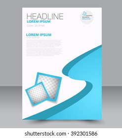 Abstract flyer design background. Brochure template. Can be used for magazine cover, business mockup, education, presentation, report. Blue color