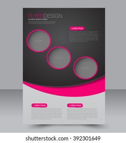 Abstract flyer design background. Brochure template. Can be used for magazine cover, business mockup, education, presentation, report. Pink and black color