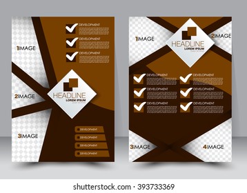 Abstract flyer design background. Brochure template. Can be used for magazine cover, business mockup, education, presentation, report. a4 size with editable elements. Brown color.