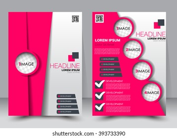 Abstract flyer design background. Brochure template. Can be used for magazine cover, business mockup, education, presentation, report. a4 size with editable elements. Pink color.
