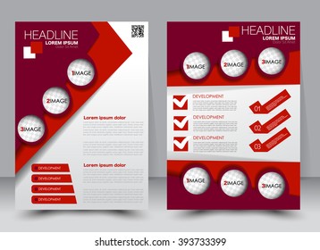 Abstract flyer design background. Brochure template. Can be used for magazine cover, business mockup, education, presentation, report. a4 size with editable elements. Red color.