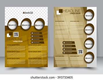 Abstract flyer design background. Brochure template. Can be used for magazine cover, business mockup, education, presentation, report. a4 size with editable elements. Brown color.