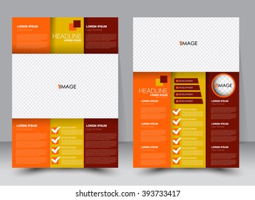 Abstract flyer design background. Brochure template. Can be used for magazine cover, business mockup, education, presentation, report. a4 size with editable elements. Orange and red color.