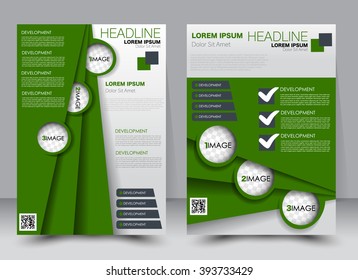 Abstract flyer design background. Brochure template. Can be used for magazine cover, business mockup, education, presentation, report. a4 size with editable elements. Green color.