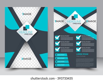 Abstract flyer design background. Brochure template. Can be used for magazine cover, business mockup, education, presentation, report. a4 size with editable elements. Blue and grey color.