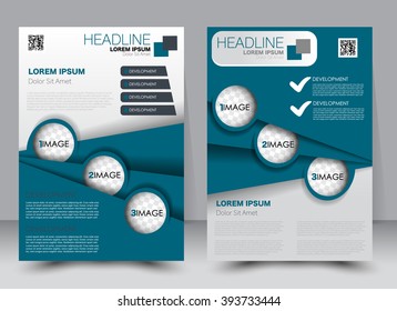 Abstract flyer design background. Brochure template. Can be used for magazine cover, business mockup, education, presentation, report. a4 size with editable elements. Blue color.