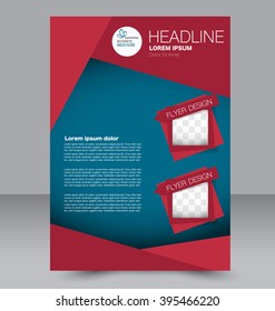 Abstract flyer design background. Brochure template. Can be used for magazine cover, business mockup, education, presentation, report. Red and blue color.
