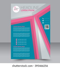 Abstract flyer design background. Brochure template. Can be used for magazine cover, business mockup, education, presentation, report. RBlue and pink color.