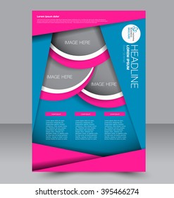 Abstract flyer design background. Brochure template. Can be used for magazine cover, business mockup, education, presentation, report. RBlue and pink color.