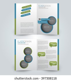 Abstract flyer design background. Brochure template. Can be used for magazine cover, business mockup, education, presentation, report. Green and blue color.