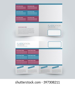 Abstract flyer design background. Brochure template. Can be used for magazine cover, business mockup, education, presentation, report. Blue and purple color.