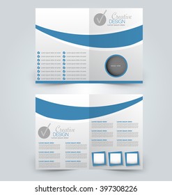 Abstract flyer design background. Brochure template. Can be used for magazine cover, business mockup, education, presentation, report. Blue color.