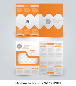 Abstract flyer design background. Brochure template. Can be used for magazine cover, business mockup, education, presentation, report. Orange color.