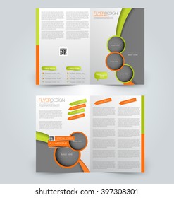 Abstract flyer design background. Brochure template. Can be used for magazine cover, business mockup, education, presentation, report. Green and orange color.
