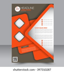Abstract flyer design background. Brochure template. To be used for magazine cover, business mockup, education, presentation, report. Brown and orange color.