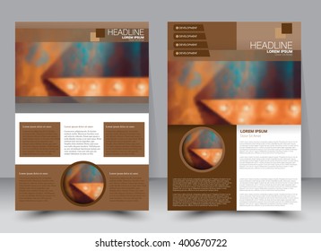 Abstract flyer design background. Brochure template. Can be used for magazine cover, business mockup, education, presentation, report. a4 size with editable elements. Brown color.