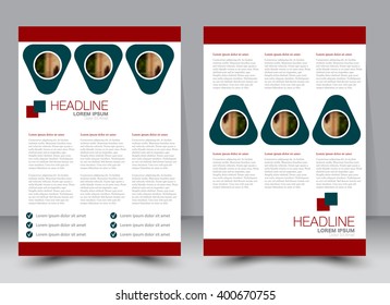 Abstract flyer design background. Brochure template. Can be used for magazine cover, business mockup, education, presentation, report. a4 size with editable elements. Red and green color.
