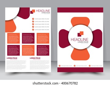 Abstract flyer design background. Brochure template. Can be used for magazine cover, business mockup, education, presentation, report. a4 size with editable elements. Red and orange color.