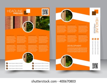 Abstract flyer design background. Brochure template. Can be used for magazine cover, business mockup, education, presentation, report. a4 size with editable elements. Orange and pink color.
