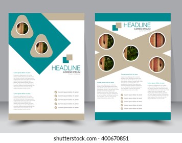 Abstract flyer design background. Brochure template. Can be used for magazine cover, business mockup, education, presentation, report. a4 size with editable elements. Green color.