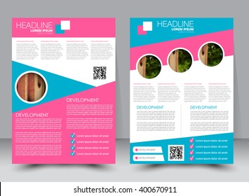 Abstract flyer design background. Brochure template. Can be used for magazine cover, business mockup, education, presentation, report. a4 size with editable elements. Blue and pink color.