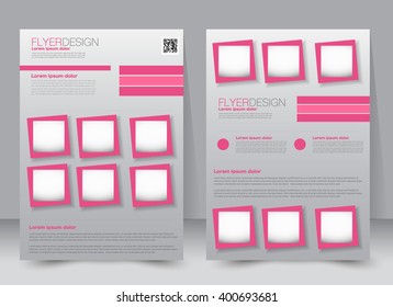 Abstract flyer design background. Brochure template. Can be used for magazine cover, business mockup, education, presentation, report. a4 size with editable elements. Pink color.