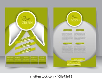 Abstract flyer design background. Brochure template. Can be used for magazine cover, business mockup, education, presentation, report. a4 size with editable elements. Green color.