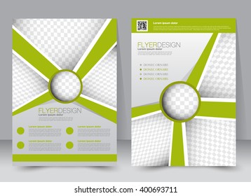 Abstract flyer design background. Brochure template. Can be used for magazine cover, business mockup, education, presentation, report. a4 size with editable elements. Green color.