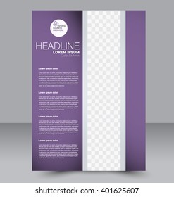 Abstract flyer design background. Brochure template. To be used for magazine cover, business mockup, education, presentation, report. Purple color.