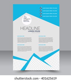 Abstract flyer design background. Brochure template. To be used for magazine cover, business mock-up, education, presentation, report.  Blue color.
