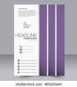 Abstract flyer design background. Brochure template. To be used for magazine cover, business mock-up, education, presentation, report. Purple color.