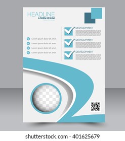 Abstract flyer design background. Brochure template. To be used for magazine cover, business mock-up, education, presentation, report.  Blue color.