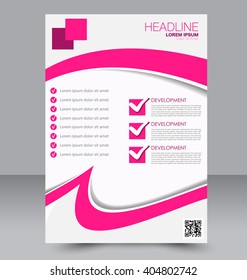 Abstract flyer design background. Brochure template. To be used for magazine cover, business mockup, education, presentation, report.  Pink color.