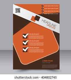 Abstract flyer design background. Brochure template. To be used for magazine cover, business mockup, education, presentation, report.  Orange and brown color.