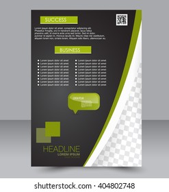 Abstract flyer design background. Brochure template. To be used for magazine cover, business mockup, education, presentation, report. Green and black color.