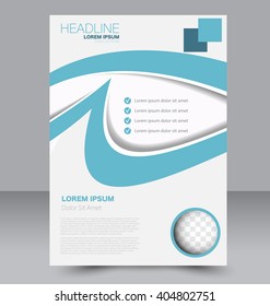 Abstract flyer design background. Brochure template. To be used for magazine cover, business mockup, education, presentation, report.  Blue color.