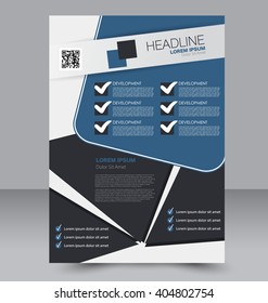 Abstract flyer design background. Brochure template. To be used for magazine cover, business mockup, education, presentation, report.  Blue color.