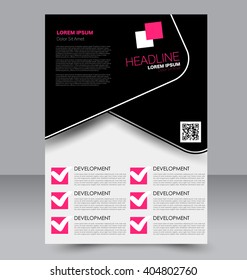 Abstract flyer design background. Brochure template. To be used for magazine cover, business mockup, education, presentation, report. Pink and black color.