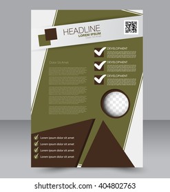 Abstract flyer design background. Brochure template. To be used for magazine cover, business mockup, education, presentation, report.  Green and brown color.