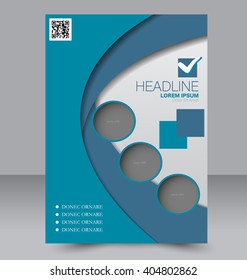 Abstract flyer design background. Brochure template. To be used for magazine cover, business mockup, education, presentation, report.  Blue color.