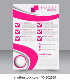 Abstract flyer design background. Brochure template. To be used for magazine cover, business mockup, education, presentation, report.  Pink color.