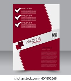 Abstract flyer design background. Brochure template. To be used for magazine cover, business mockup, education, presentation, report.  Red color.