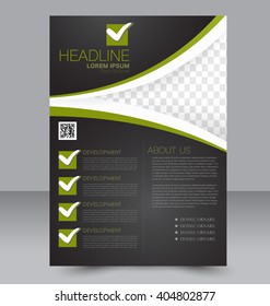 Abstract flyer design background. Brochure template. To be used for magazine cover, business mockup, education, presentation, report. Green and black color.