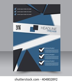 Abstract flyer design background. Brochure template. To be used for magazine cover, business mockup, education, presentation, report.  Blue color.