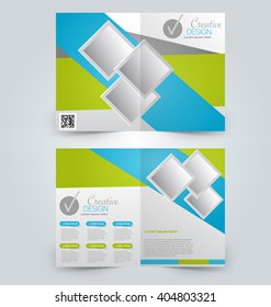 Abstract flyer design background. Brochure template. Can be used for magazine cover, business mockup, education, presentation, report. Green and blue color.