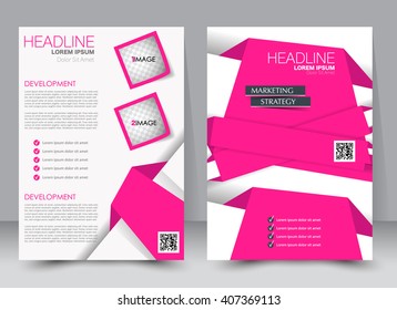 Abstract flyer design background. Brochure template. Can be used for magazine cover, business mockup, education, presentation, report. a4 size with editable elements. Pink color