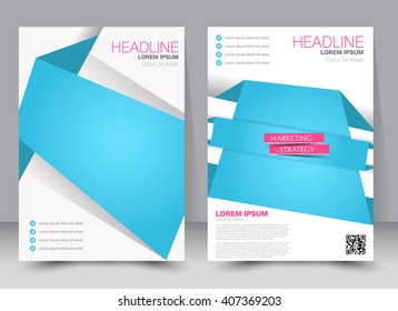 Abstract flyer design background. Brochure template. Can be used for magazine cover, business mockup, education, presentation, report. a4 size with editable elements.Blue and pink color